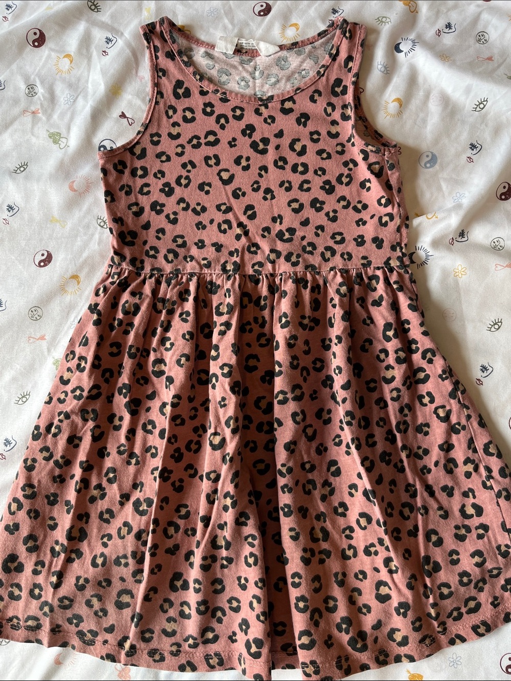 H&M Pink Sleeveless Leopard-Print Cotton Dress